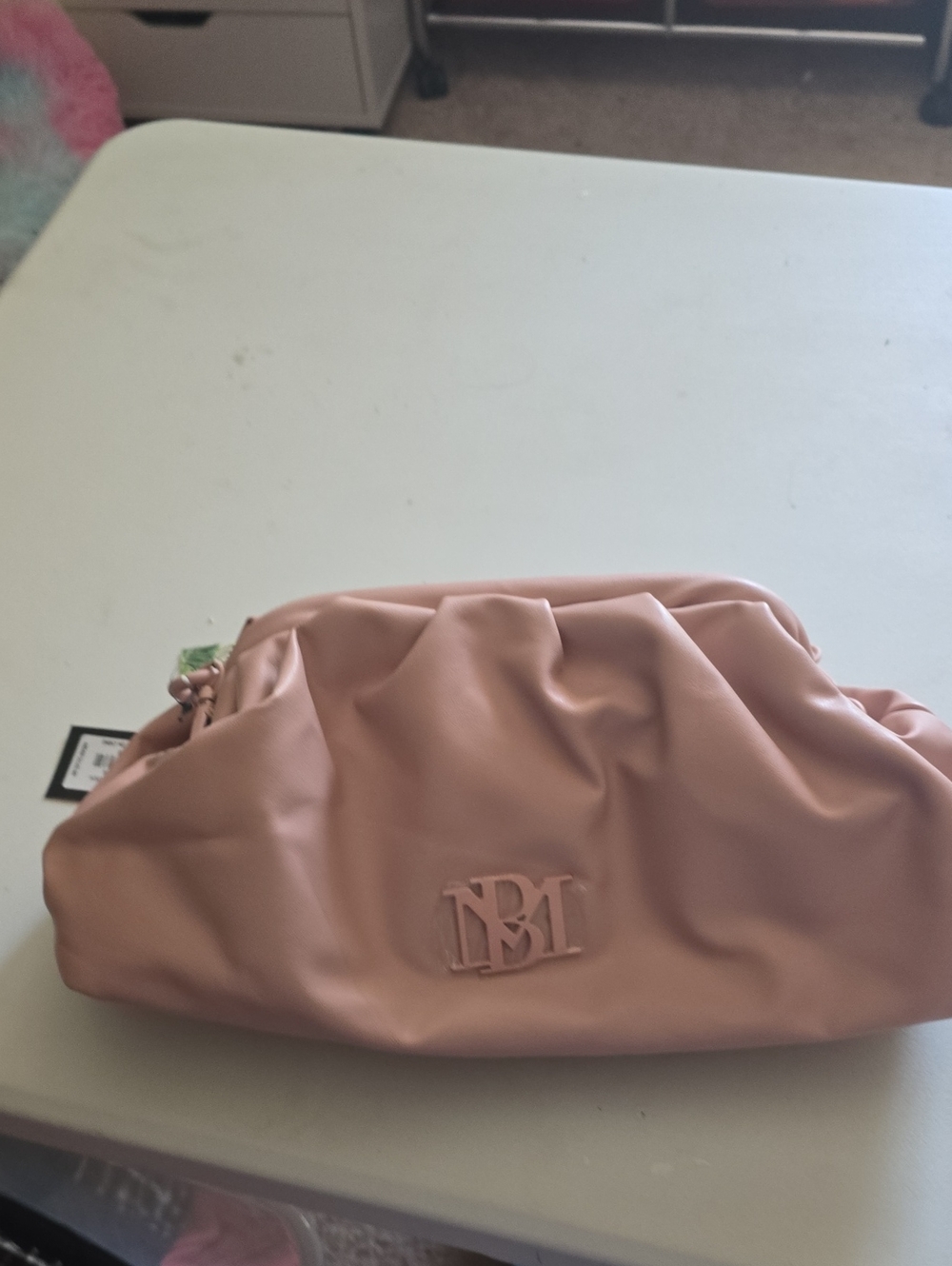 Badgley Mischka Blush Pink Ruched Cosmetic Pouch